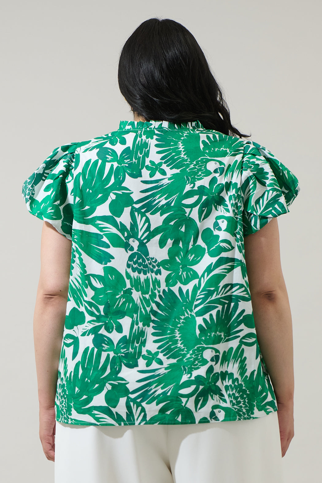 Masey Tropical Keni Split Neck Top Curve