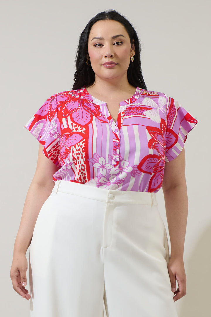 Barba Tropical Cass Flutter Sleeve Top Curve