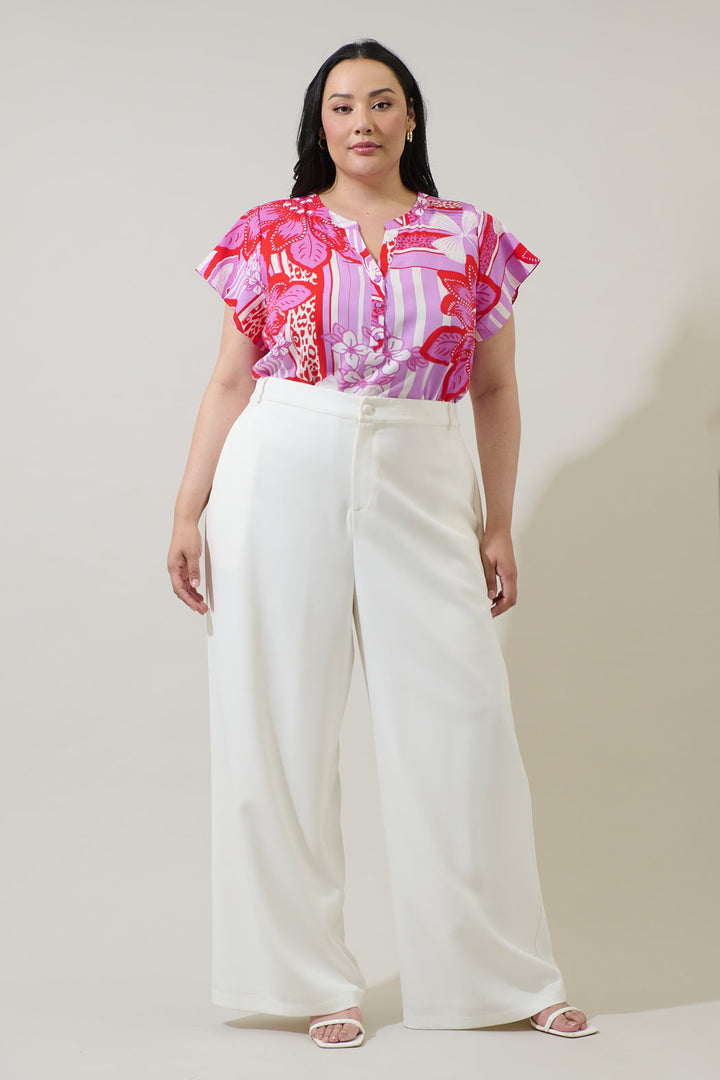 Barba Tropical Cass Flutter Sleeve Top Curve