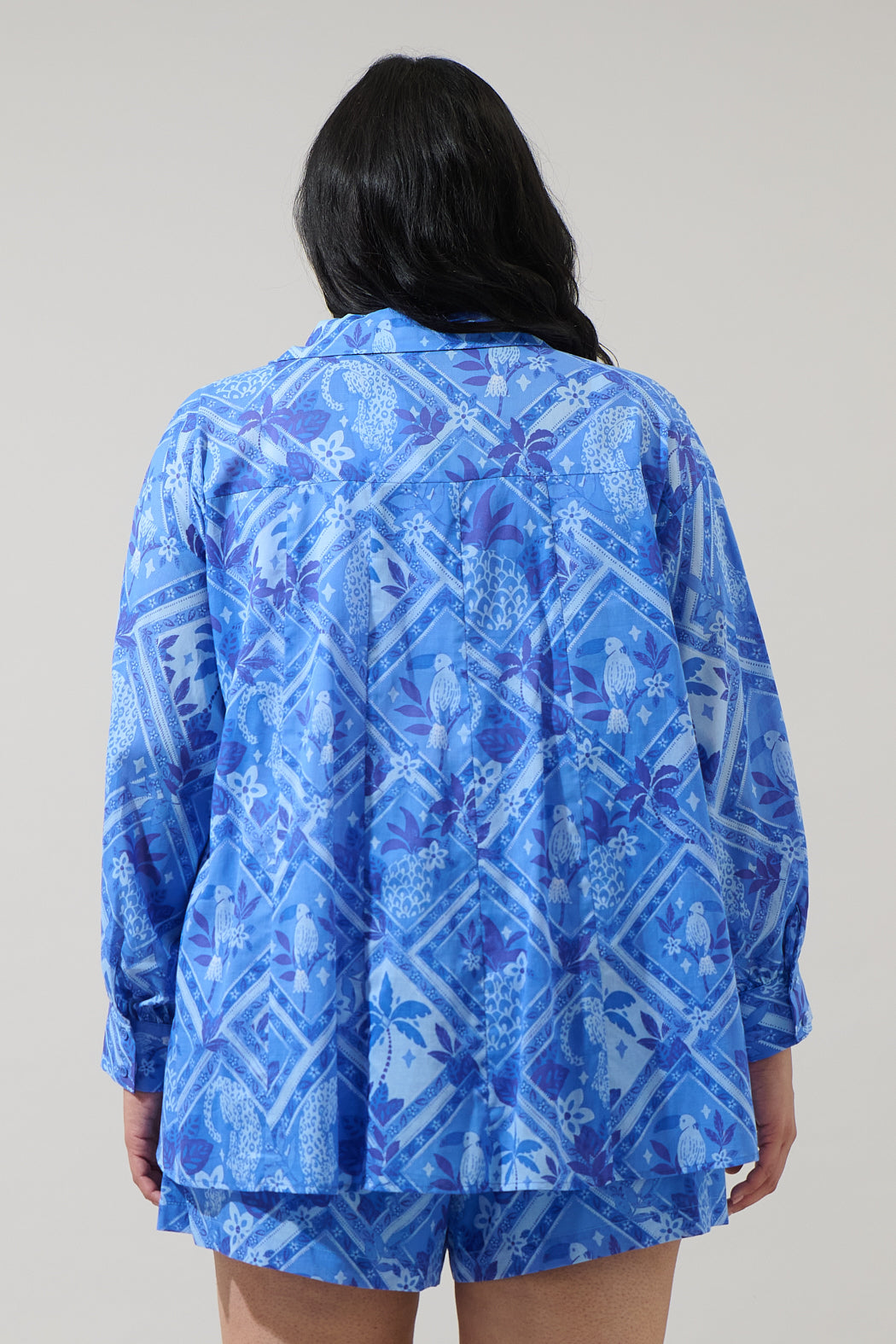 Kaidy Tropical Boyfriend Button Down Shirt Curve