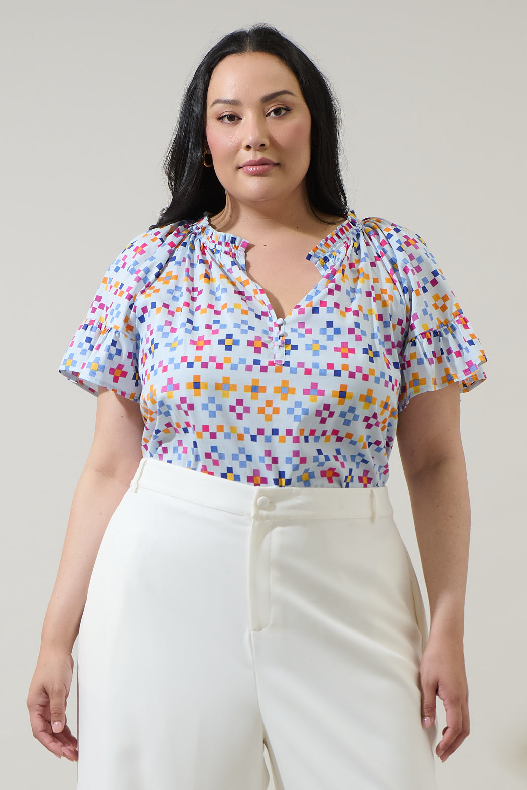 Kessa Geo Macy Ruffle Top Curve