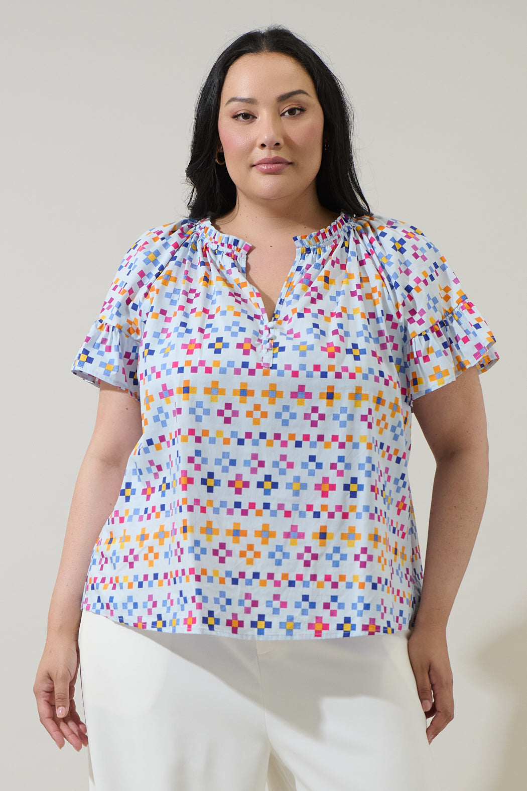 Kessa Geo Macy Ruffle Top Curve