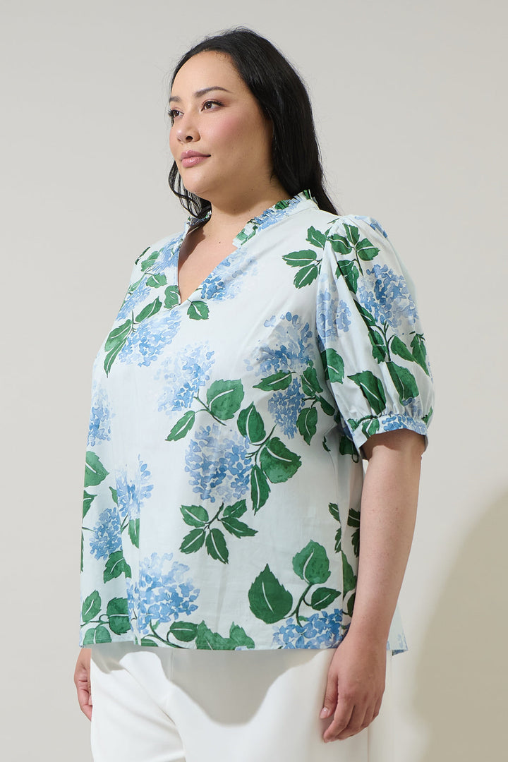 Mirla Floral Terri Puff Sleeve Top Curve