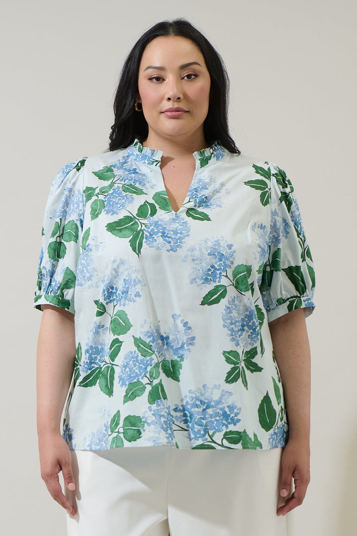Mirla Floral Terri Puff Sleeve Top Curve