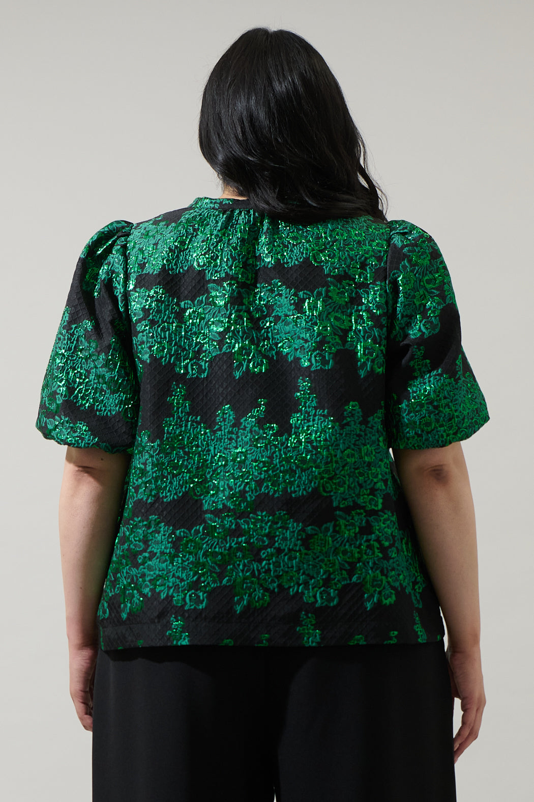 Elyna Jacquard Tavia Split Neck Top Curve