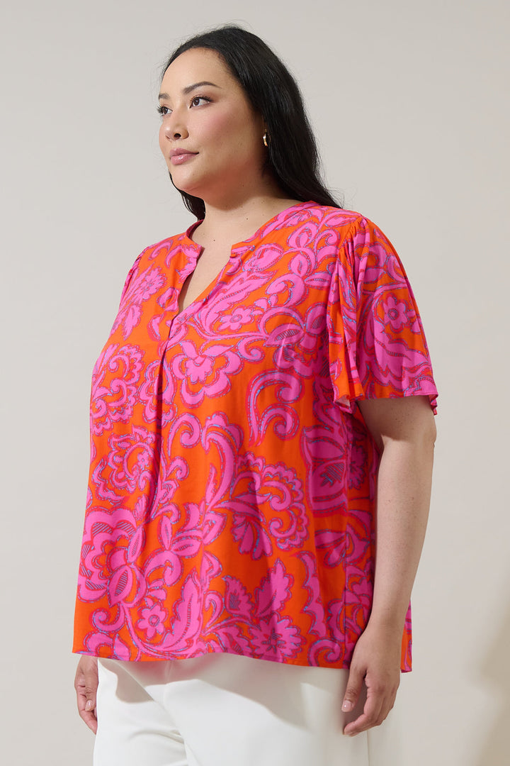 Marinda Floral Mivie Pleated Top Curve