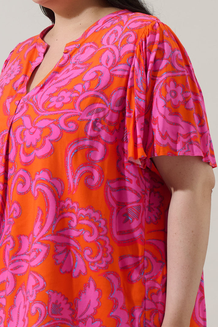 Marinda Floral Mivie Pleated Top Curve