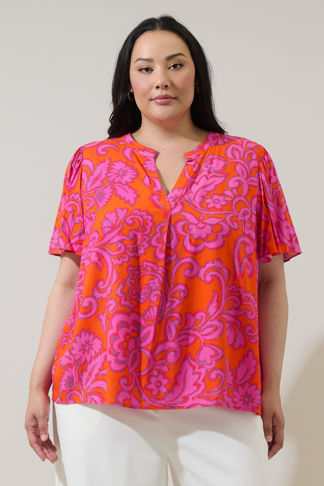 Marinda Floral Mivie Pleated Top Curve