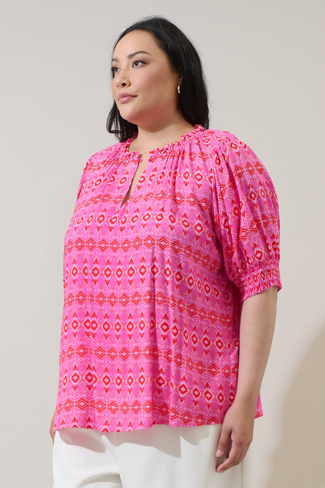 Mirany Ikat Bindy Puff Sleeve Top Curve