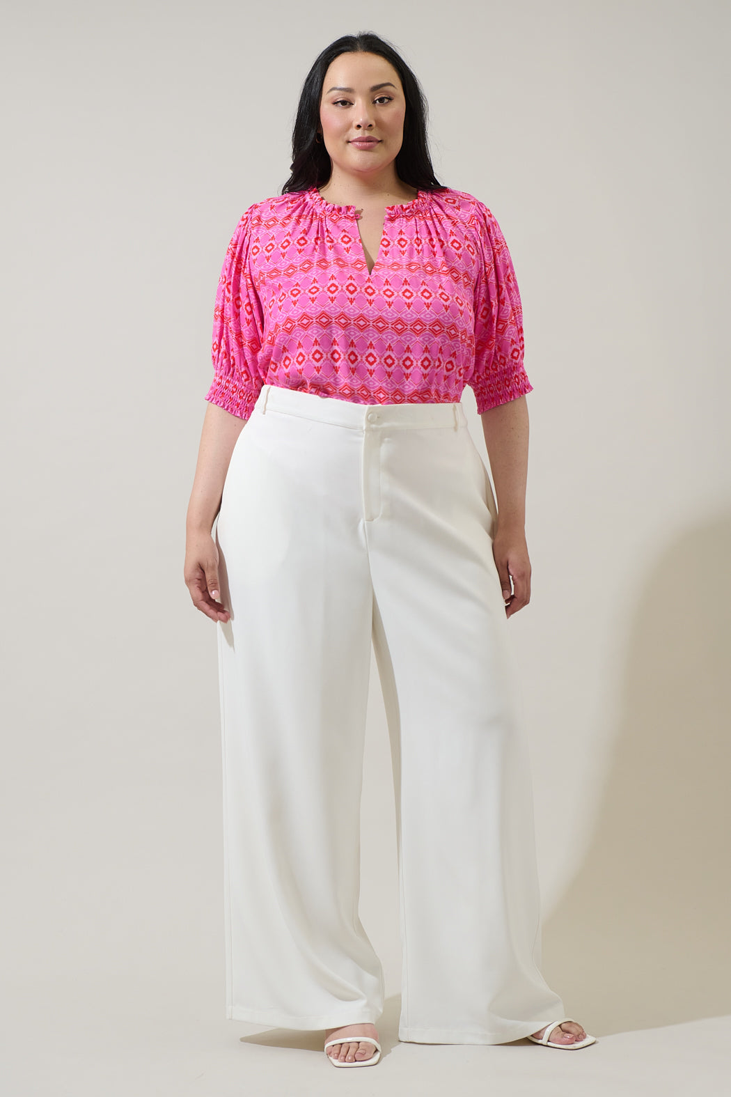 Mirany Ikat Bindy Puff Sleeve Top Curve