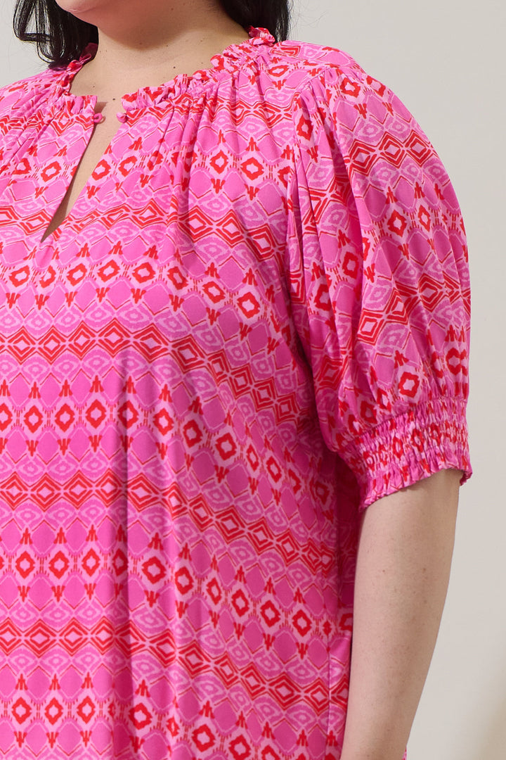 Mirany Ikat Bindy Puff Sleeve Top Curve