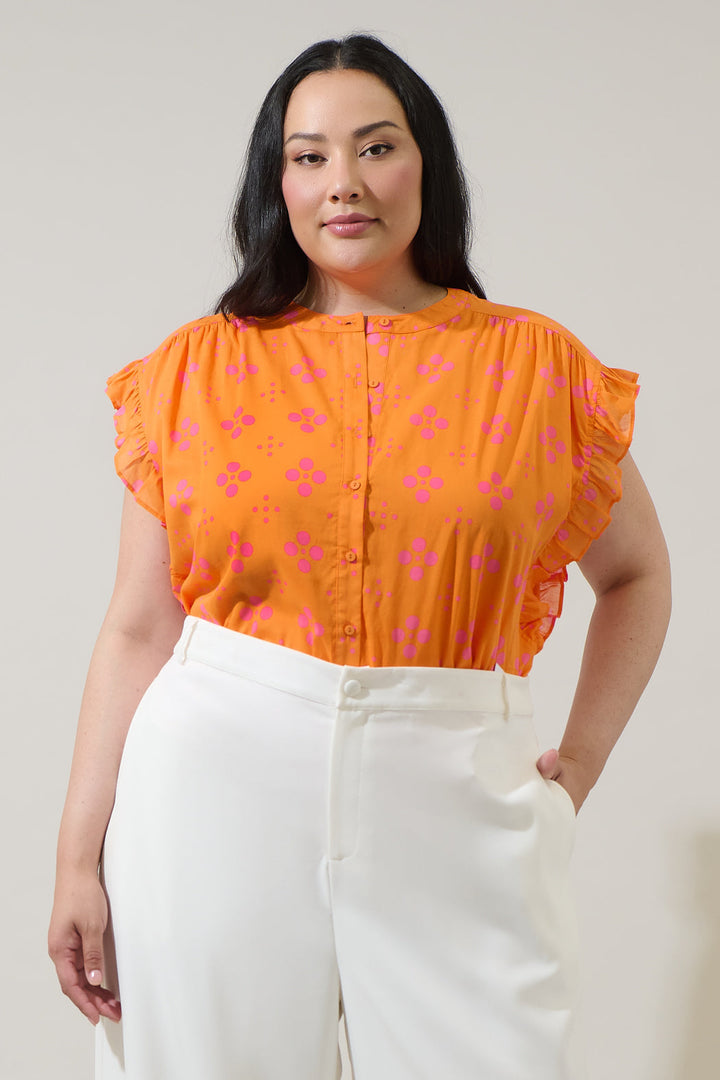 Donna Dot Hessi Button Down Top Curve