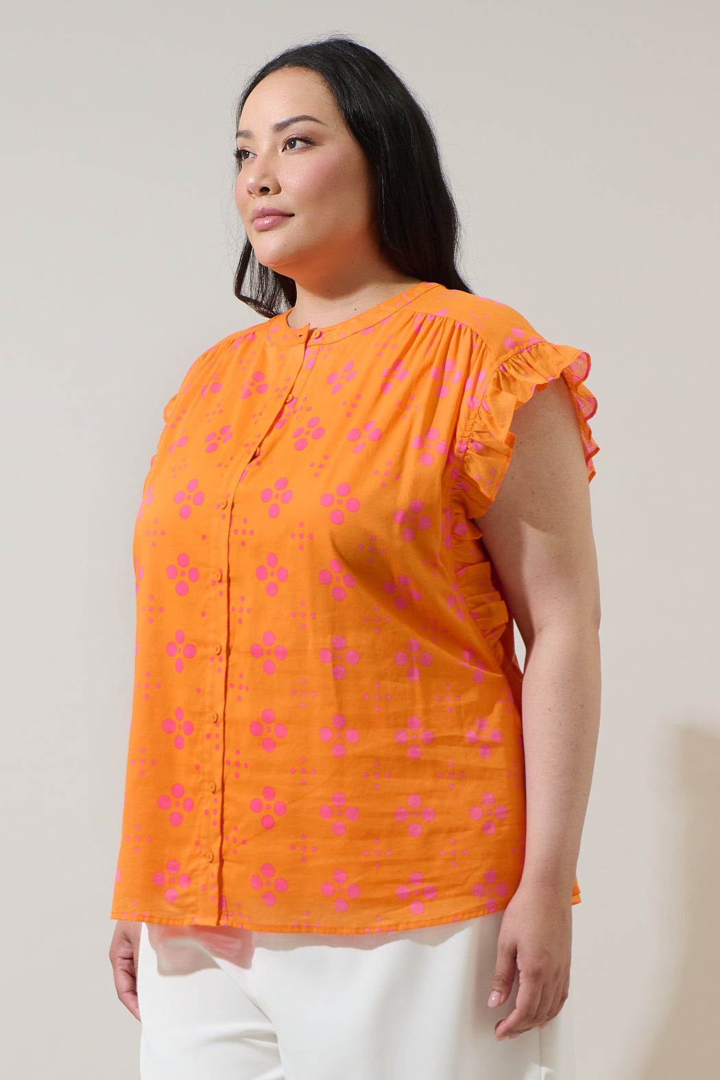 Donna Dot Hessi Button Down Top Curve