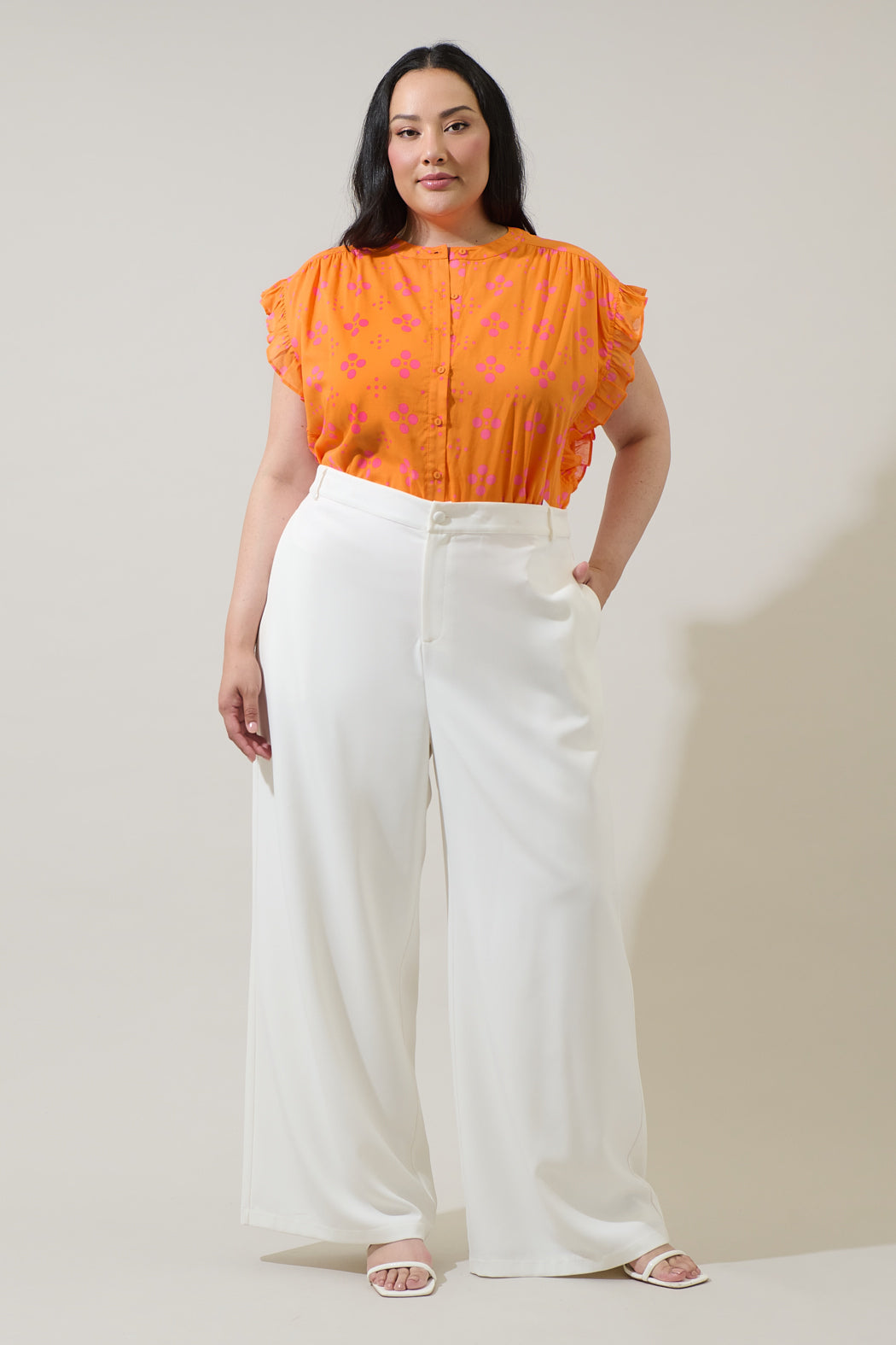 Donna Dot Hessi Button Down Top Curve