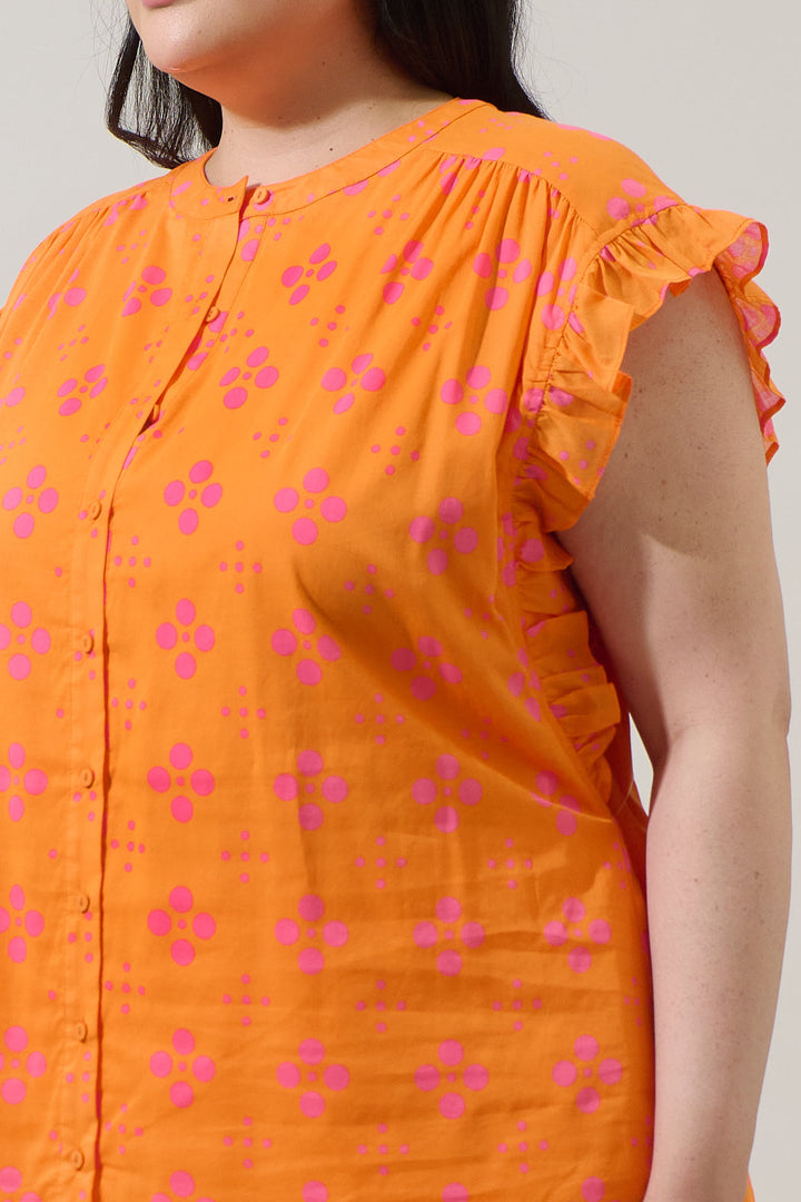 Donna Dot Hessi Button Down Top Curve