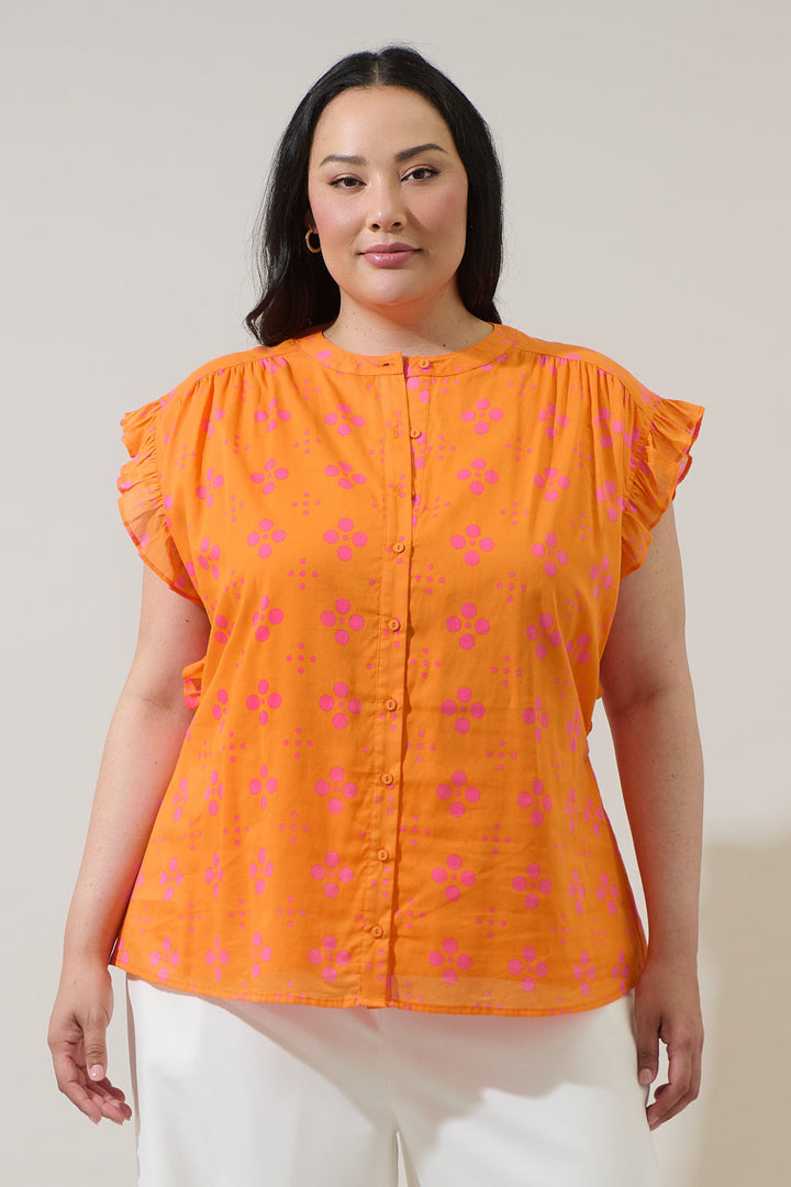 Donna Dot Hessi Button Down Top Curve