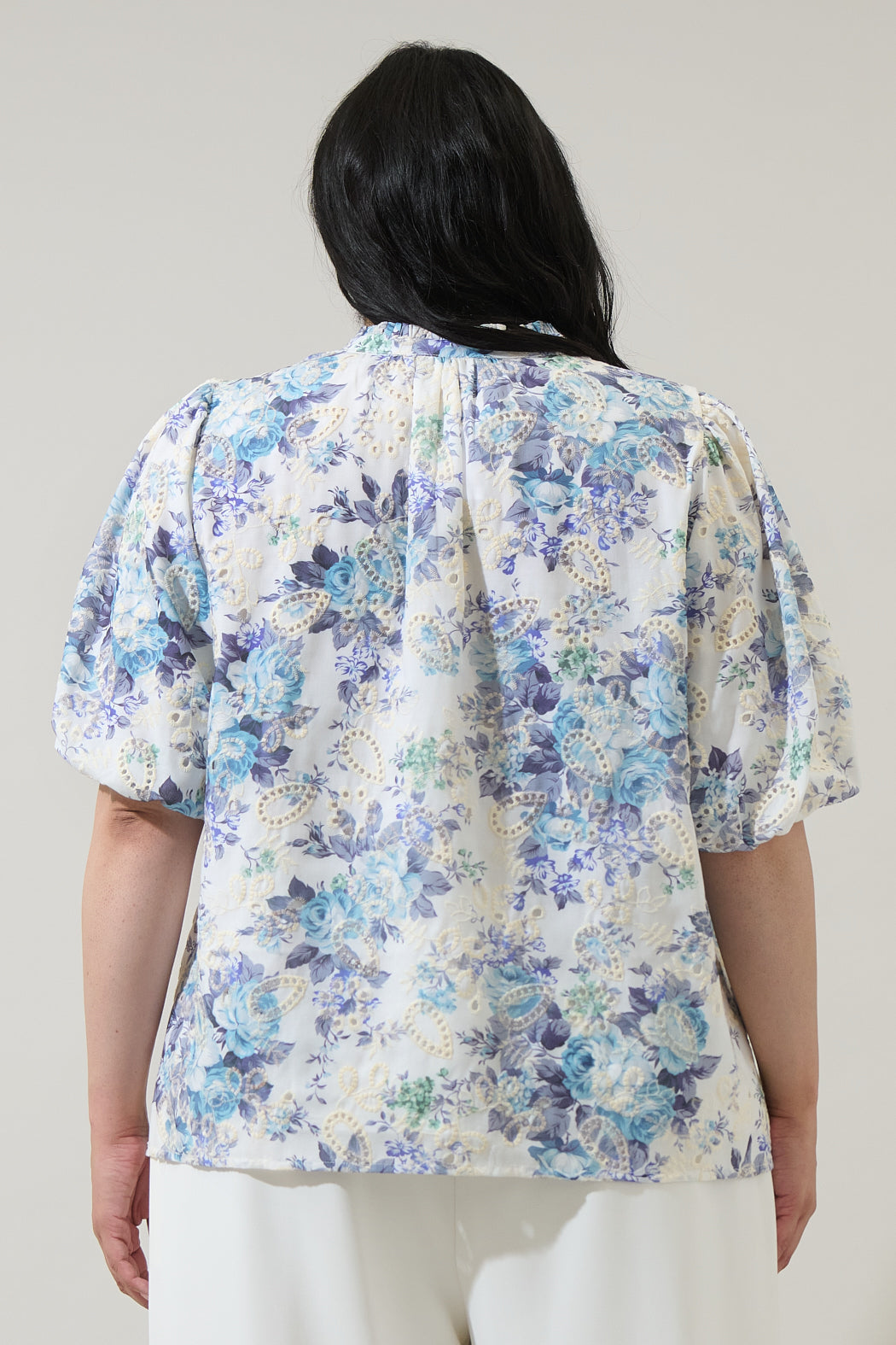 Yalinda Eyelet Puff Sleeve Top Curve