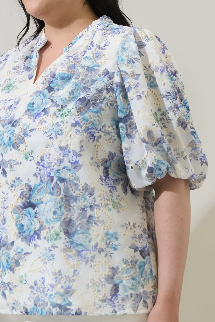 Yalinda Eyelet Puff Sleeve Top Curve
