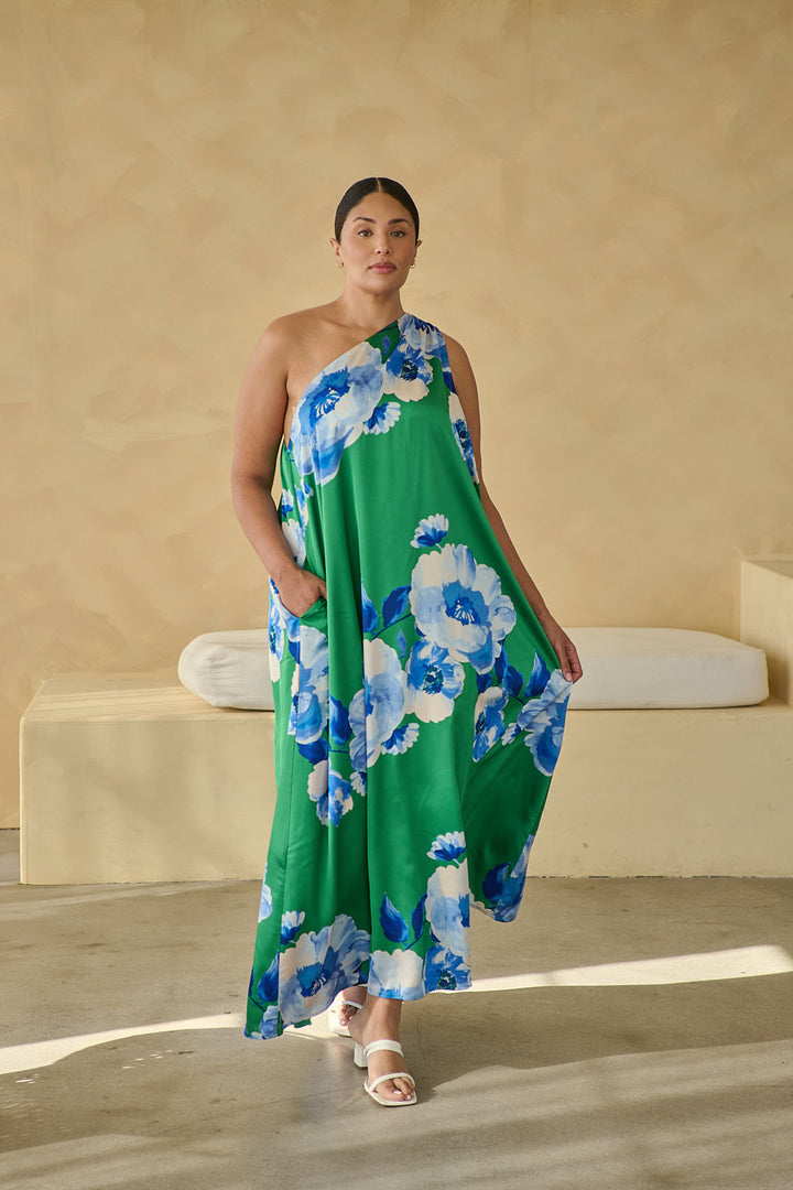 Glena Floral Pleated Maxi Dress Curve