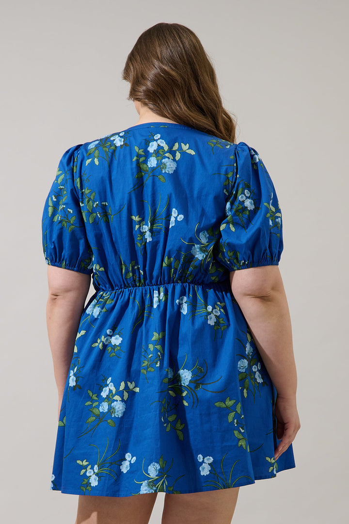 Sendra Floral Alba Puff Sleeve Mini Dress Curve
