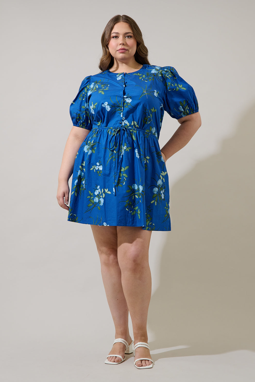 Sendra Floral Alba Puff Sleeve Mini Dress Curve