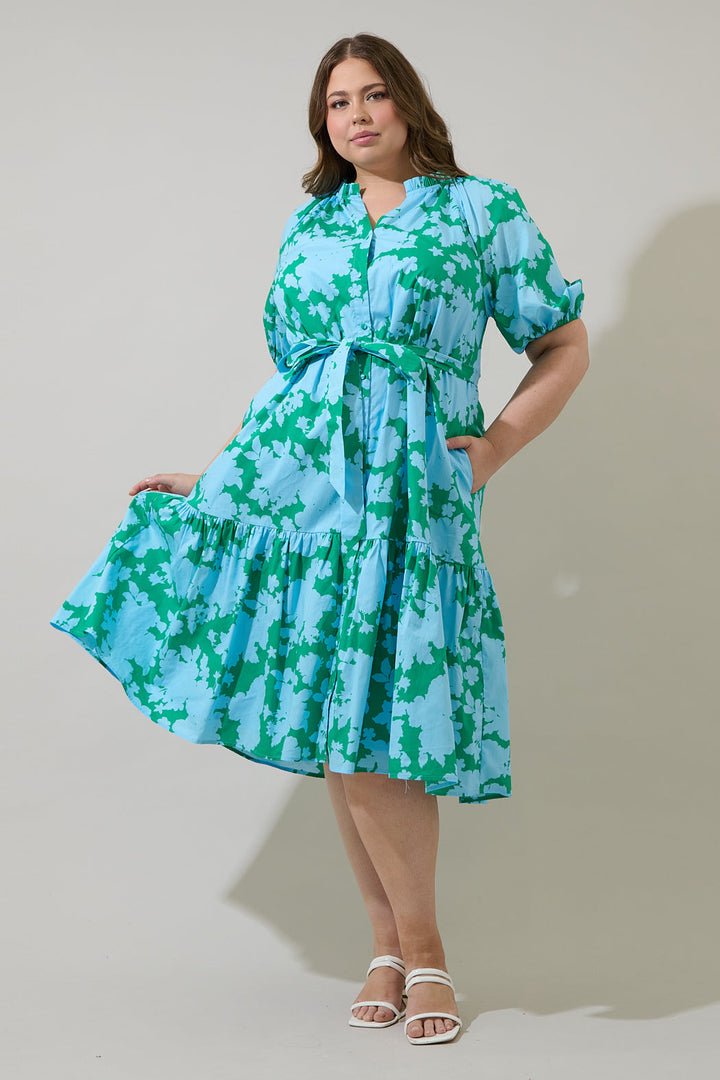 Wynette Tiered Midi Dress Riona Floral Curve