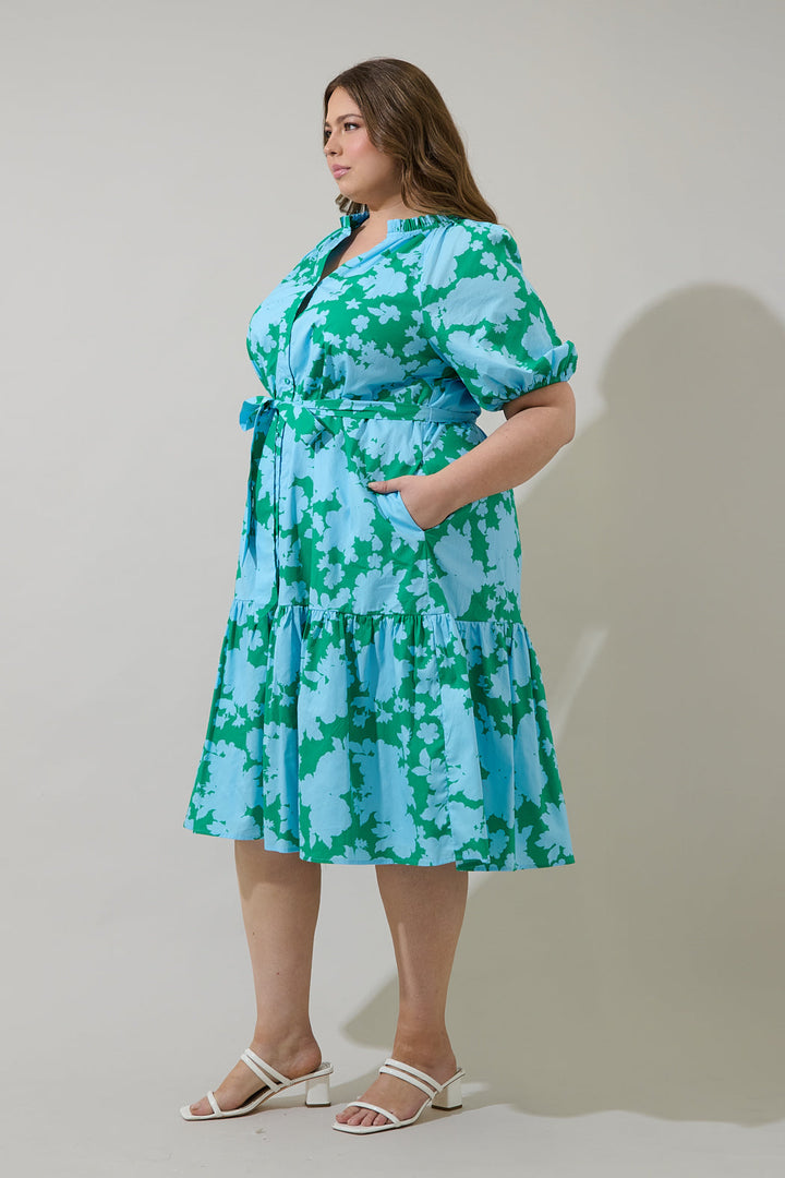 Wynette Tiered Midi Dress Riona Floral Curve
