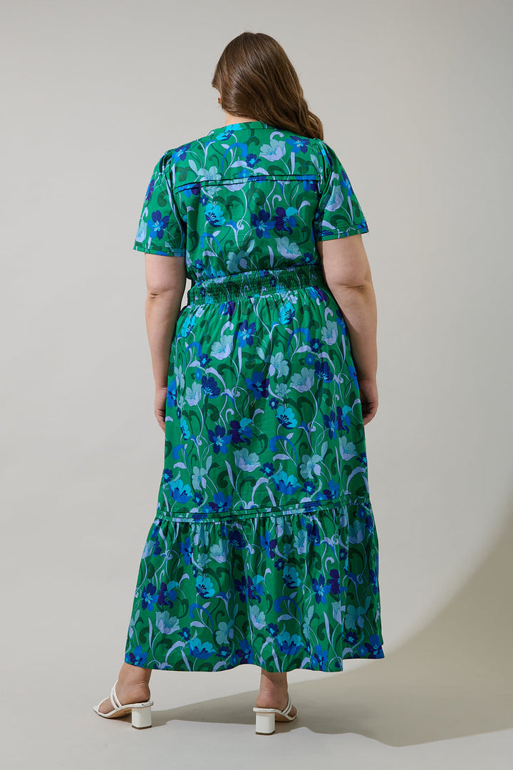Lomeli Floral Belraj Poplin Maxi Dress Curve