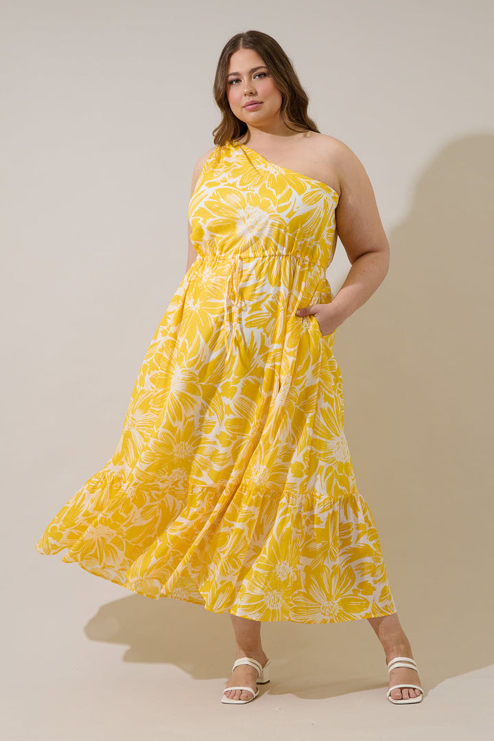 Joni Floral Elya One Shoulder Maxi Dress Curve