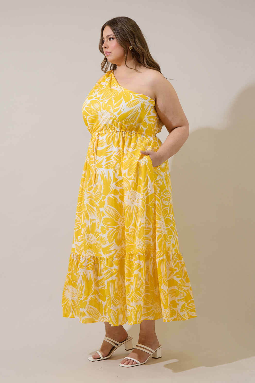 Joni Floral Elya One Shoulder Maxi Dress Curve