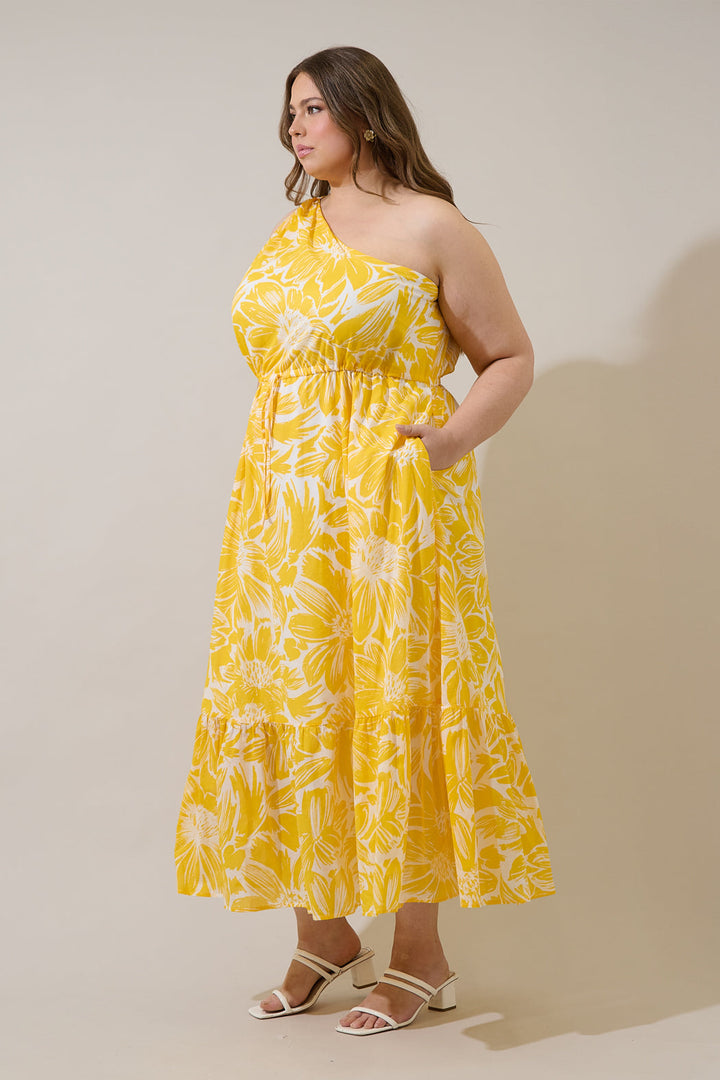 Joni Floral Elya One Shoulder Maxi Dress Curve