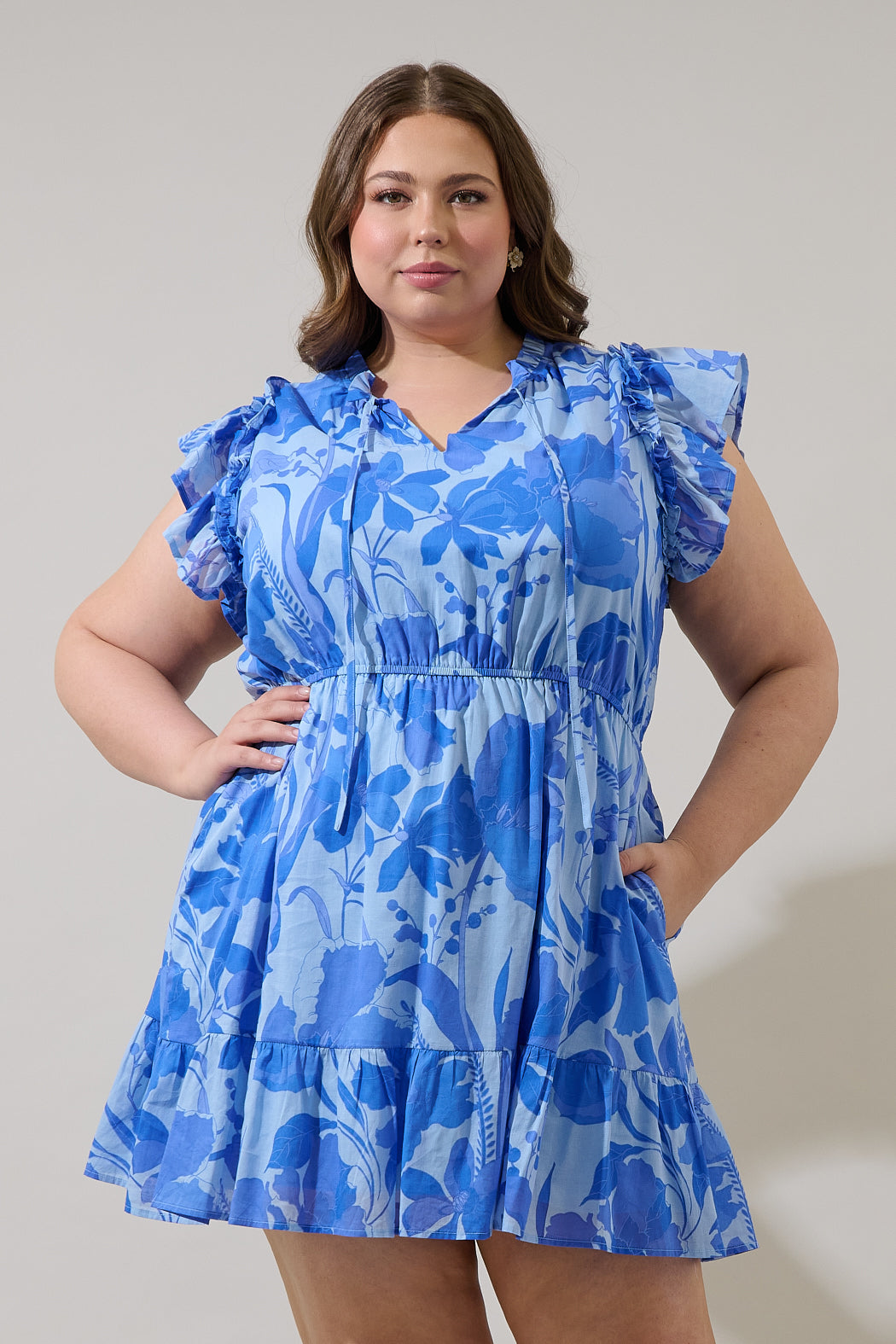 Veran Floral Sardy Mini Dress Curve