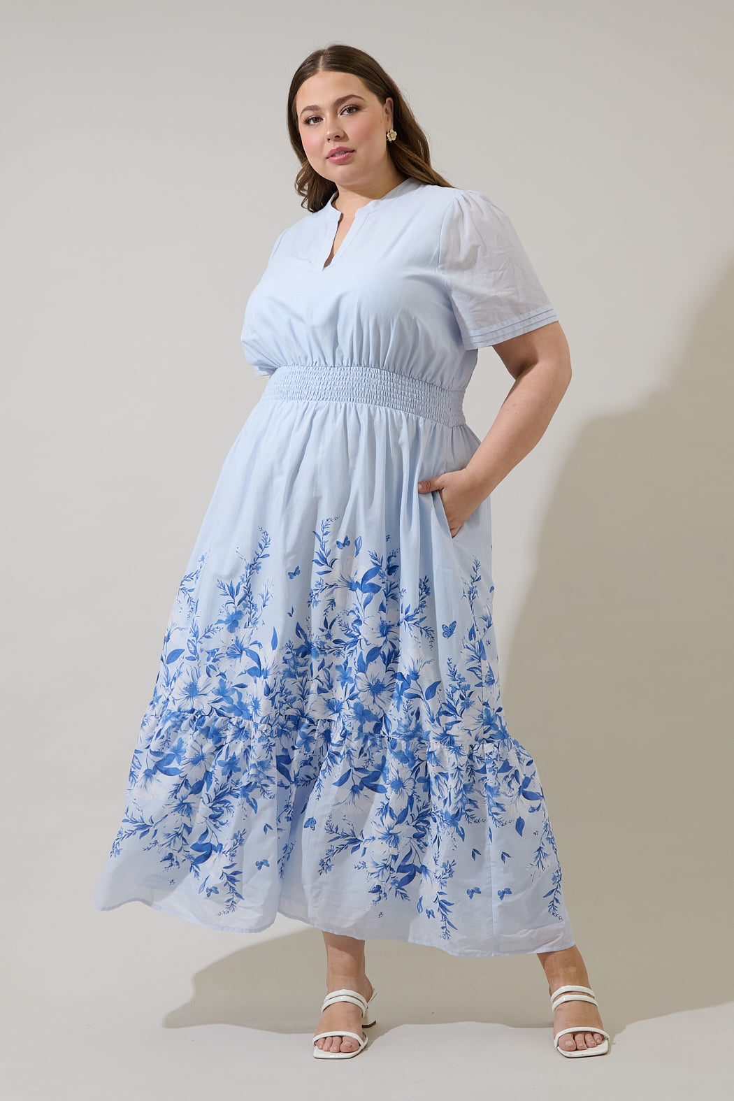 Fernie Field Janey Poplin Maxi Dress Curve