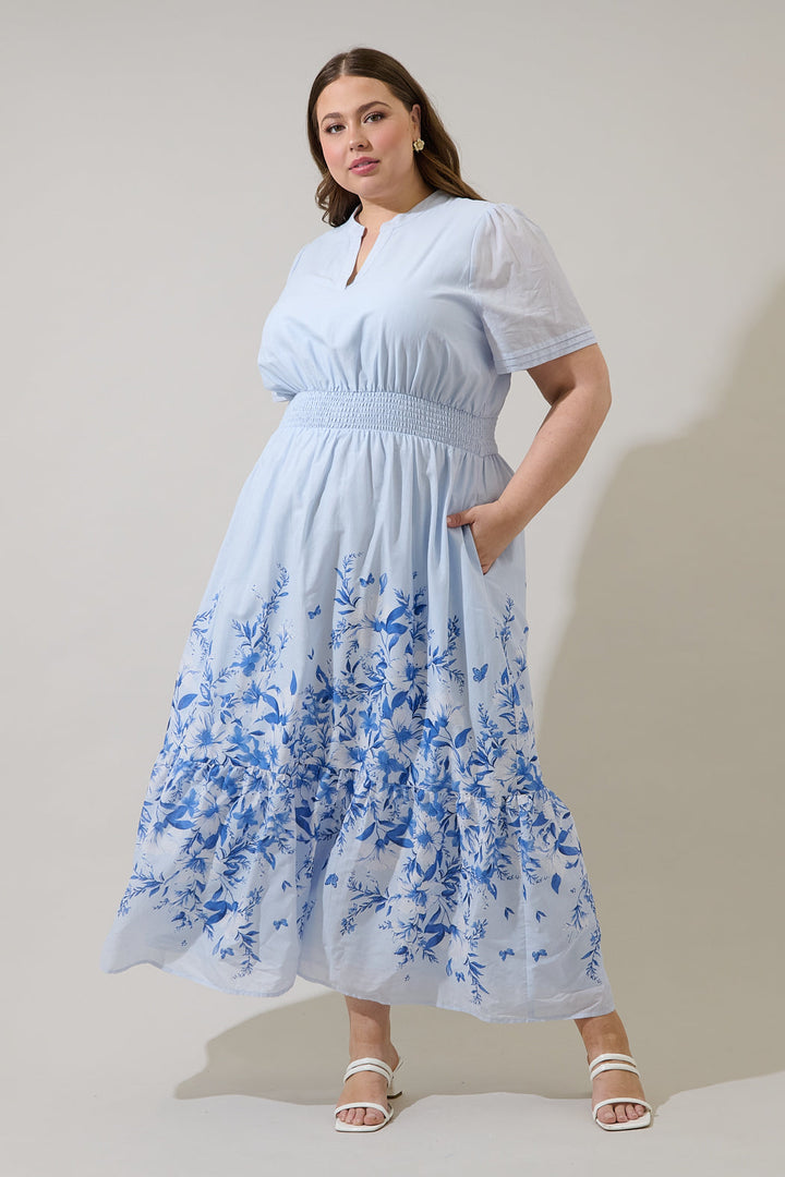 Fernie Field Janey Poplin Maxi Dress Curve