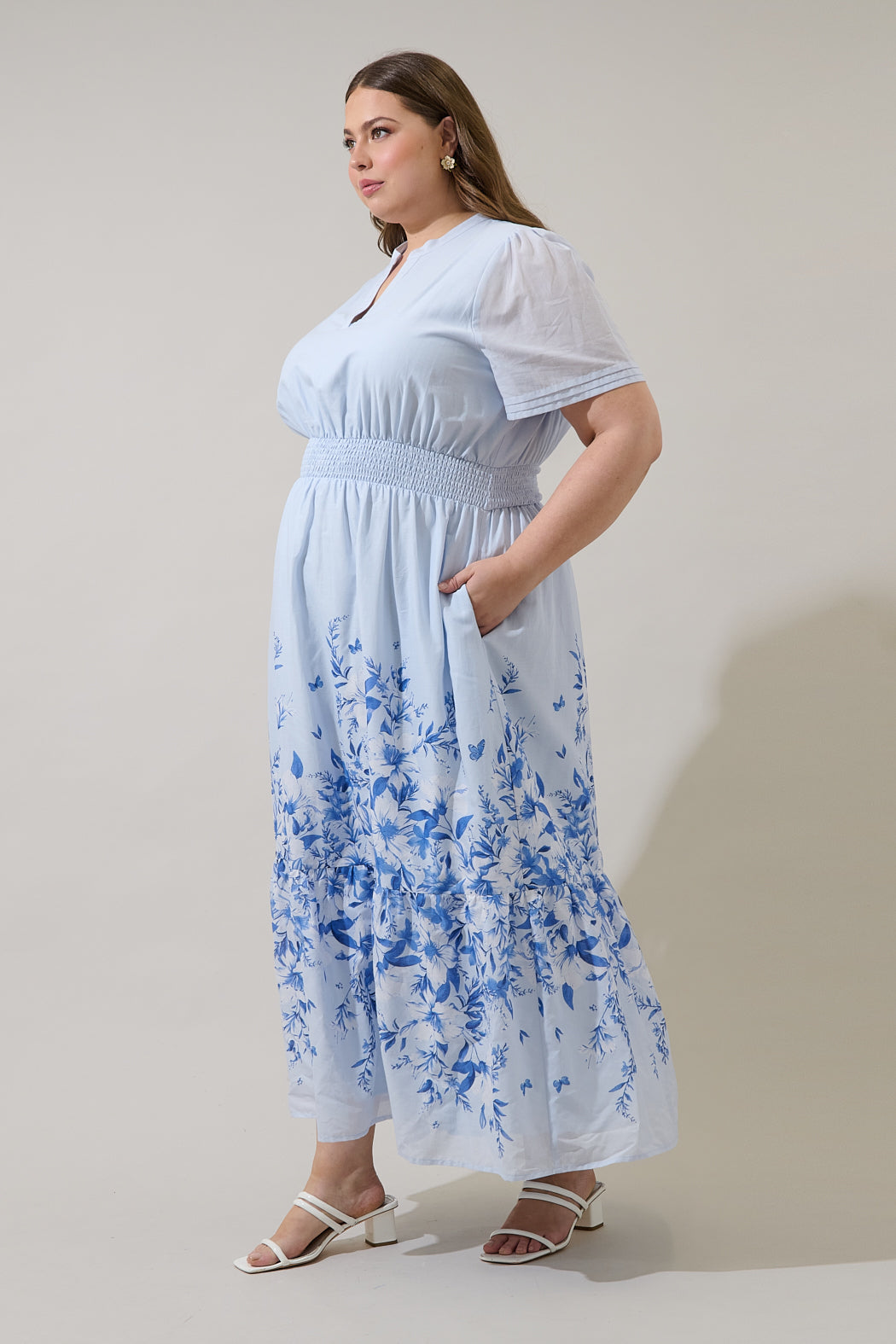 Fernie Field Janey Poplin Maxi Dress Curve