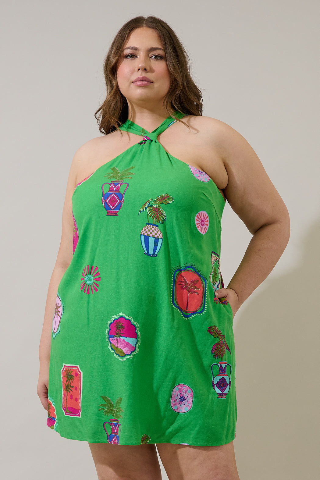Trinie Postcard Amory Halter Mini Dress Curve