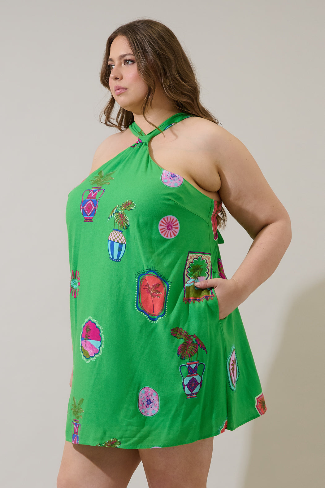 Trinie Postcard Amory Halter Mini Dress Curve