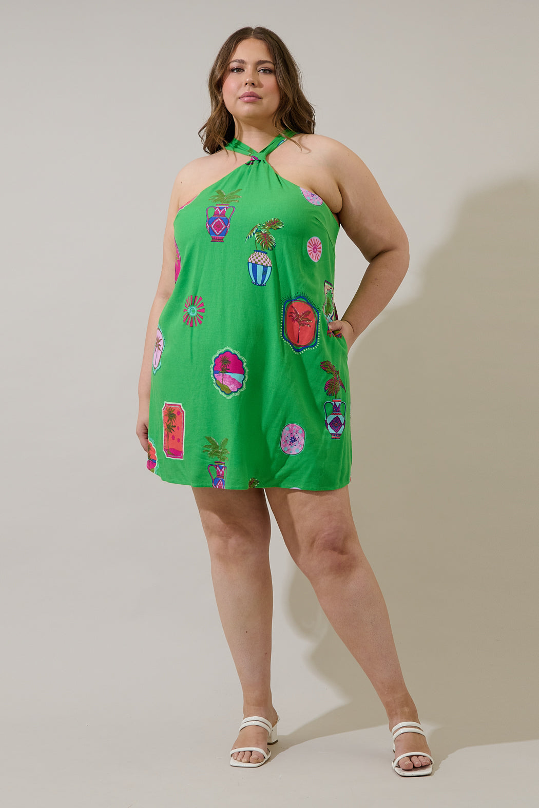 Trinie Postcard Amory Halter Mini Dress Curve