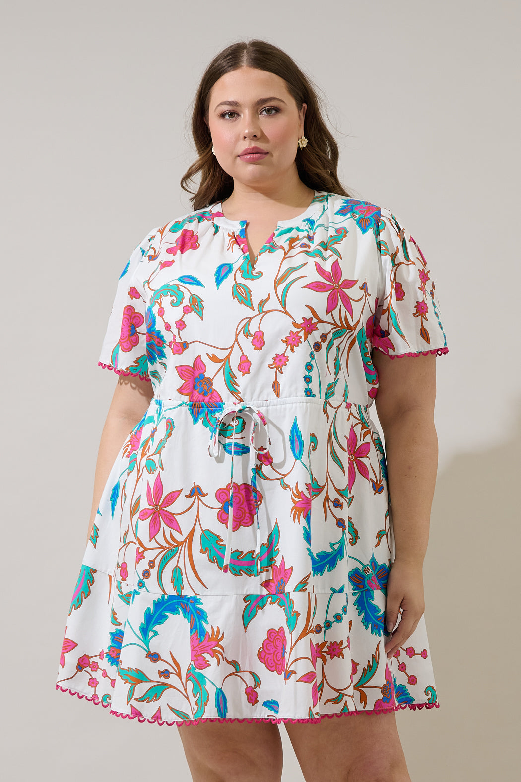 Izzie Floral Bouse Shift Mini Dress Curve