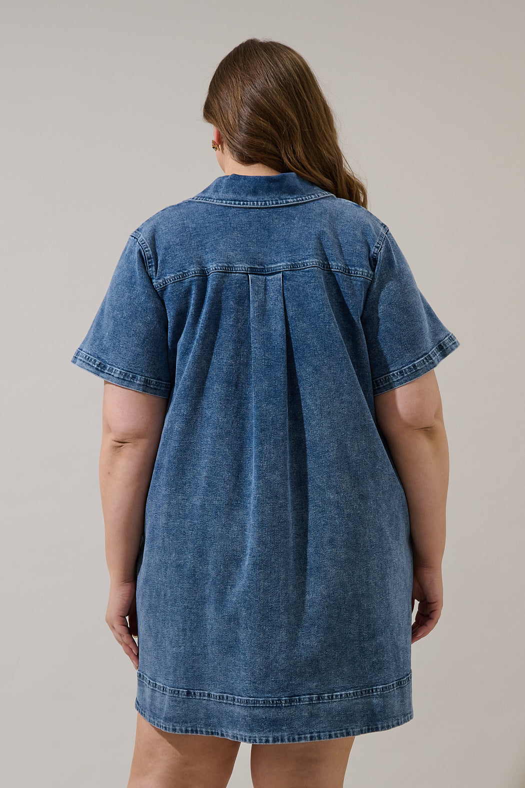 Rosalind Denim Shift Mini Dress Curve