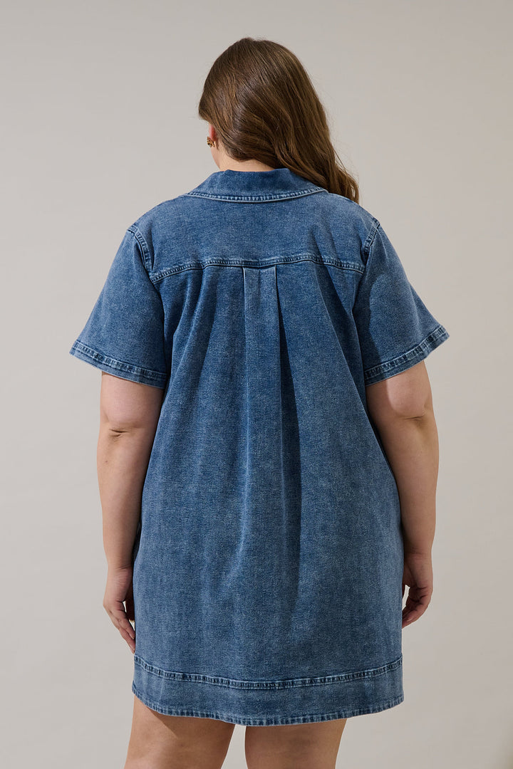 Rosalind Denim Shift Mini Dress Curve
