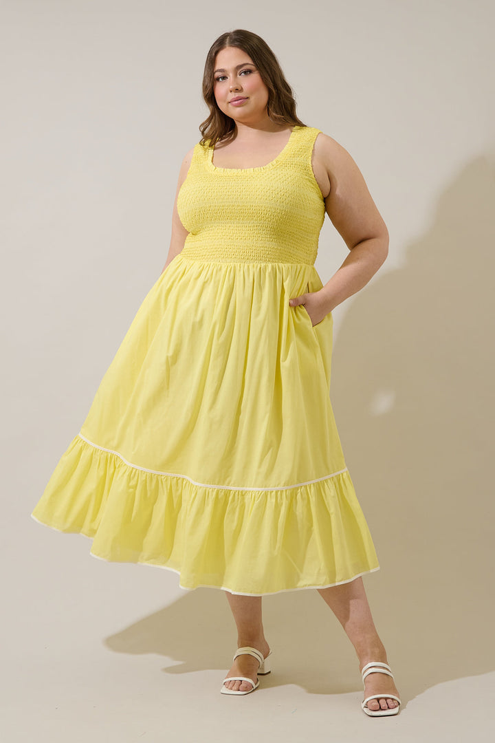 Jessy Smocked Midi Dress Curve
