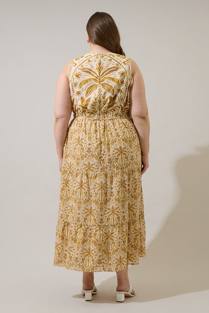 Calina Tropical Jivie Tiered Maxi Dress Curve