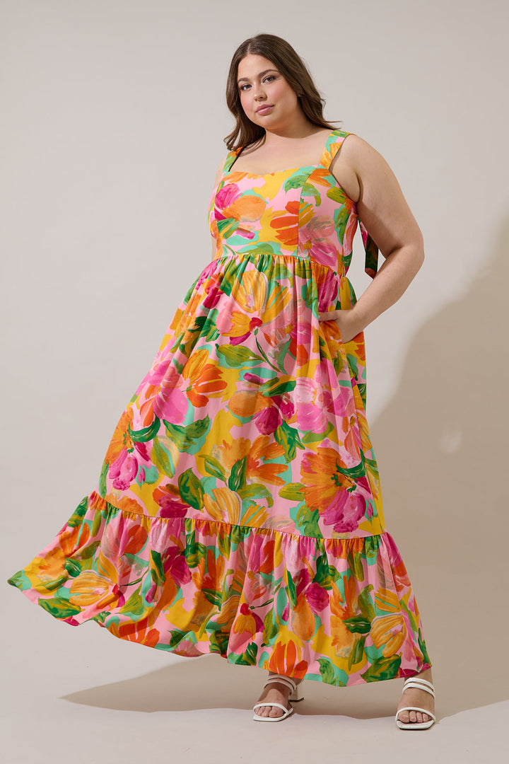 Jovana Floral Silda Smocked Maxi Dress Curve