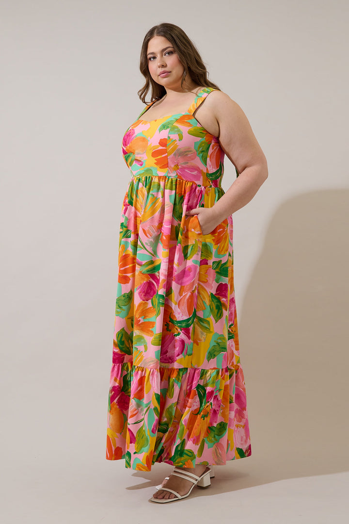Jovana Floral Silda Smocked Maxi Dress Curve