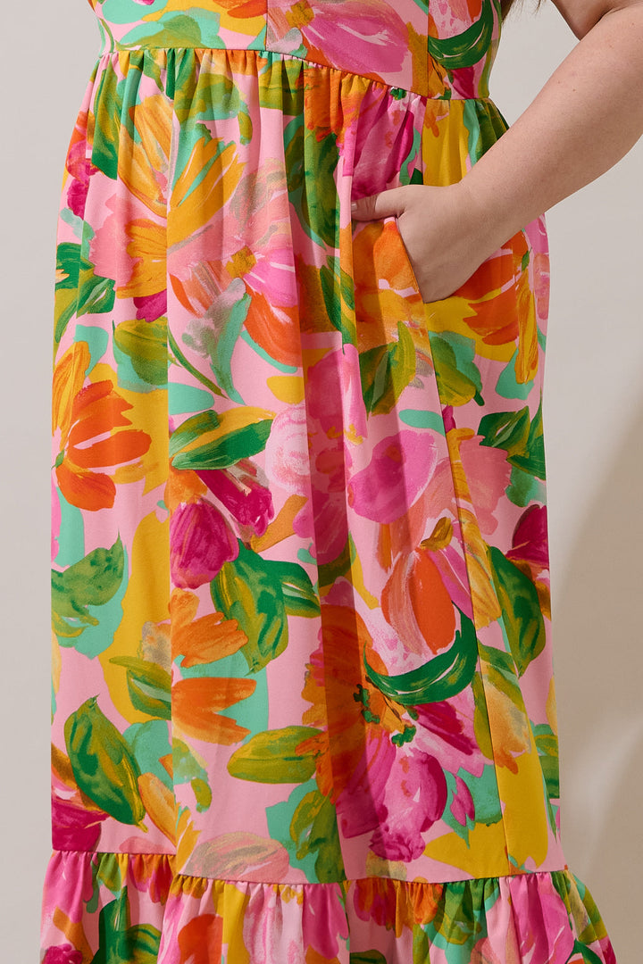 Jovana Floral Silda Smocked Maxi Dress Curve