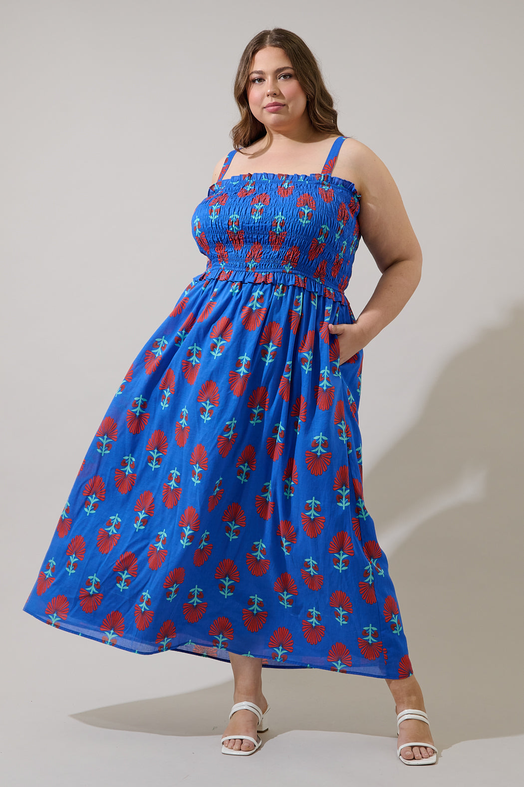 Lucinda Floral Riela Smocked Midi Dress Curve