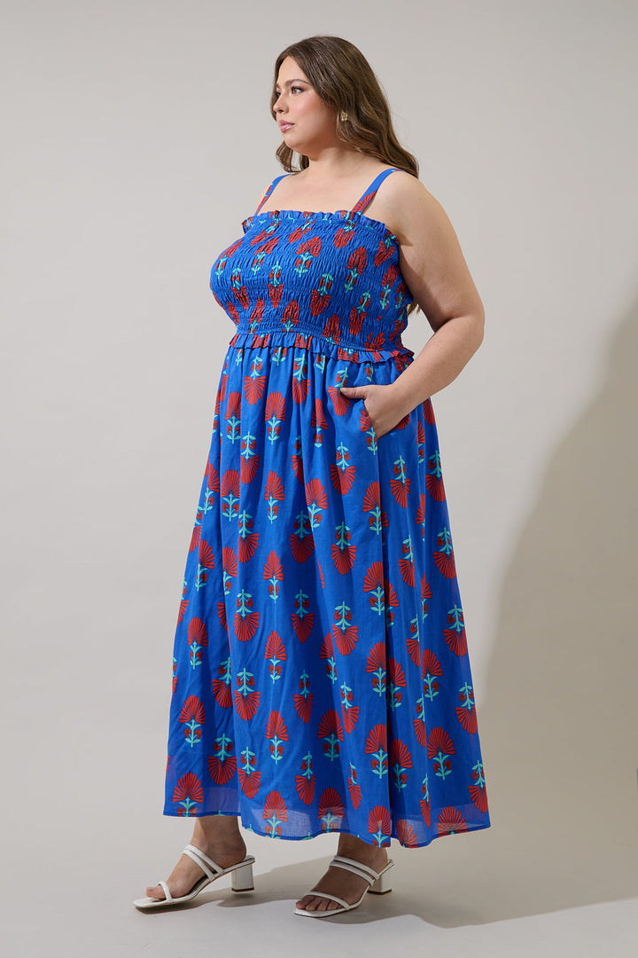 Lucinda Floral Riela Smocked Midi Dress Curve