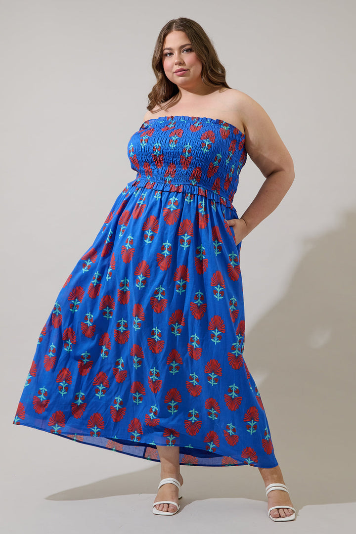 Lucinda Floral Riela Smocked Midi Dress Curve