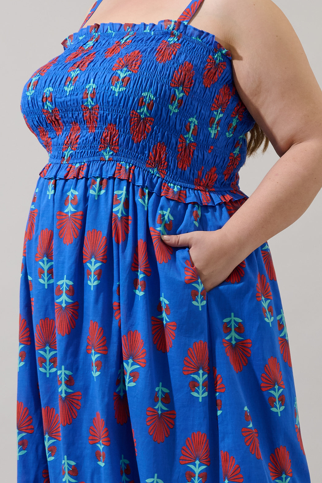Lucinda Floral Riela Smocked Midi Dress Curve